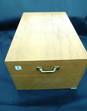 Nr.5 Holz Karteikasten 60er Jahre mit Leitkarten - Buchstaben  Griff - DIN - A5