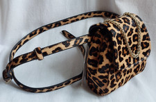 ZARA Bauchtasche Mini Handtasche mit Gürtel Kuhfell Leo Muster Magnetverschluss