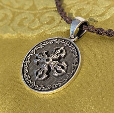 Massiver Münzanhänger, Münze mit Dorje, Amulett aus Nepal, 925er Silber 12gr