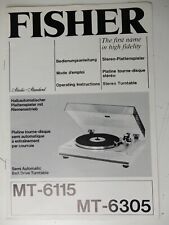 FISHER Stereo Halbautomatischer Plattenspieler MT-6115 Bedienungsanleitung FT-62