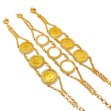 Resat Altin Ceyrek Tugra Armband Bilezik Kette Gold GP Münze 24 Karat vergoldet