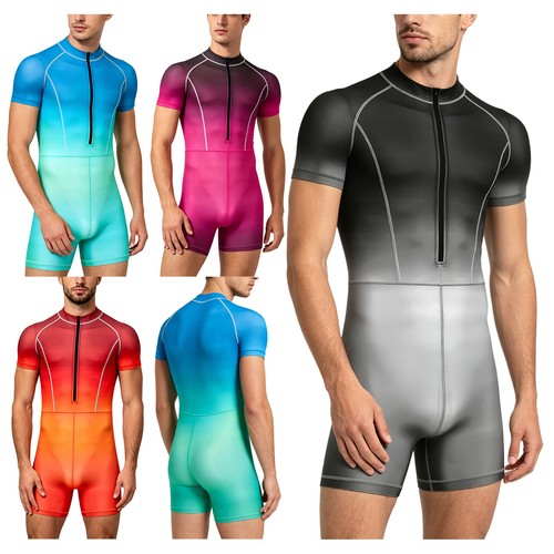 Herren badeanzug kurzarm glanz - herren,