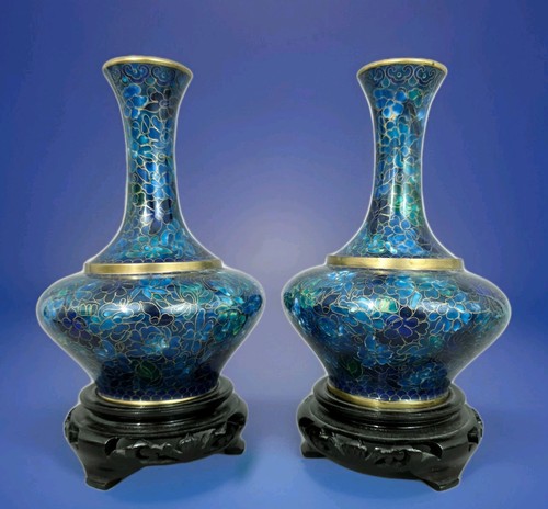 A1580 paar cloisonne vasen - paar,