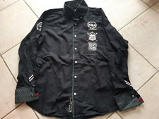 Hemd langarm Herren, elegant/sportlich, Applik./bestickt, schwarz/gold/weiß, M