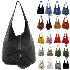 ITALY ECHT WILDLEDER HANDTASCHE BEUTEL TASCHE SCHULTERTASCHE SHOPPER BAG KETTE 