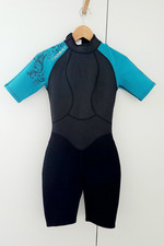 Neopren Anzug Shorty Mädchen Triboard Wakeboard wasserski schwarz/türkis Gr. S 