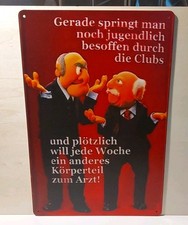 Blechschild/ Spruch/ Muppets/  Deko/ Schild/ Waldorf & Statler/ "Gerade springt"