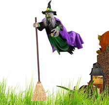 Schwebende Hexe Halloween Deko Beleuchtete Gartenparty