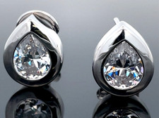 OHRCLIPSTECKER AUS 925/- SILBER RHODINIERT MIT ZIRKONIA  SCHMUCKJAGD