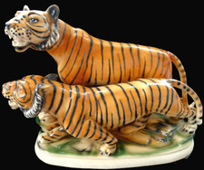 Sitzendorf Thüringen Zwei Tigers Antike Große Keramik Figur 39 cm Sammlerstück
