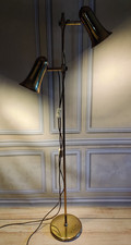Vintage 70er Jahre Stehlampe Leselampe 2 Spots Messing Gold