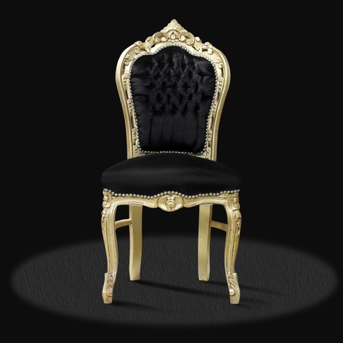 Barockstuhl schwarz gold - , holz