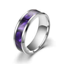 Edelstahl Ring Lila Inlay Gold