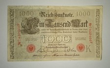 Reichsbanknote: 1000 Reichsmark von 1910 Kaiserreich; Papiergeld Banknote