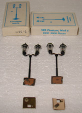 Sehr selten: 2x Boulevardleuchte 2-flammig "VEB Plauen (DDR)" in OVP!