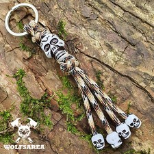 1 x Schlüsselanhänger Paracord mit 1 großen und 4 kleine Skulls Totenköpfe NEU