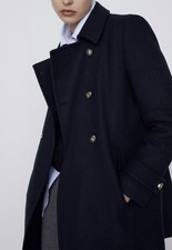 Damen Woll Mantel Military Style Größe M