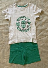 Schlafanzug Kurz Grün/weiß Primark Gr. 134