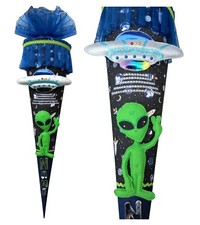 Schultüte Alien, UFO, passend Starship dunkelblau, schwarze Galaxie, Rakete