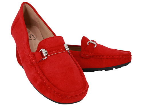 Bequeme damen mokassin rot - mokassin,