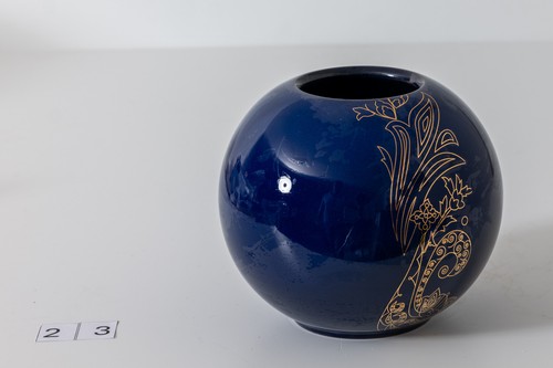 Kugelvase blau gold 16cm - blau/,