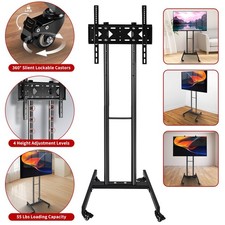TV Ständer Standfuß Rollwagen Mobil Rollen Metall Schwarz 32-55 Zoll Fernseher ~