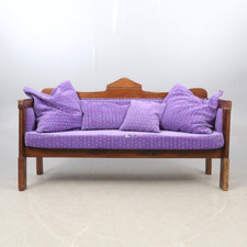 kleines Küchensofa  Sofa Empire  Stil Stoff violett wohl um 1850, Loch geflickt