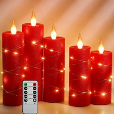 5er Set LED Kerzen mit Timerfunktion Batterie für Außen Outdoor Licht flackernd
