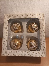 4 Christbaumkugeln, Weihnachtsschmuck, Lauscha? Gold #31