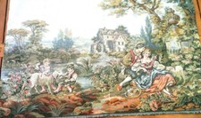 BAROCK GOBELIN 110 x 75cm Wandteppich BILD WANDBEHANG Tapisserie ROKOKO antik
