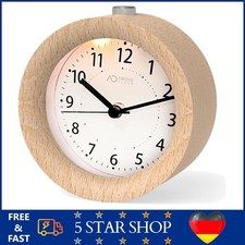 Wecker Holz analog 1 Stück Natürlicher Wecker ohne Ticken mit Snooze Nachtlicht