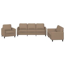 3-tlg./4-tlg. Sofagarnitur mit Kissen Kunstleder Wohnzimmer Loungesofa Relaxsofa