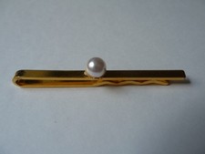 Krawattennadel mit Perle, goldfarben, 5,5 cm lang, Perle 6 mm Durchmesser