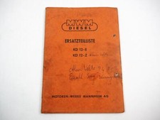 MWM KD 12 E Z Dieselmotor Ersatzteilliste Ersatzteilkatalog 1959