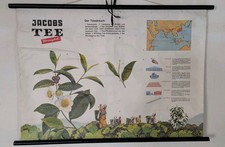 Alte Reklame Tafel "JACOBS TEE Vorzüglich" Stoff, rollbar