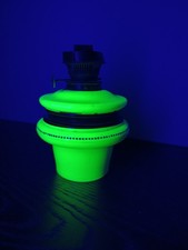 CYAN colour!!! Antique Ditmar Uranium glass oil burner oil lamp Ölbrenner