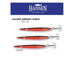 3 Stück Meerforellenblinker Hansen SILVER ARROW 95mm 18g Red Black