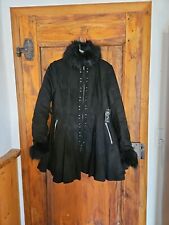 Restyle Wintermantel Gothic Schwarz Kunstpelz Metal 