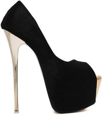 EUR 40 Damen Extrem Peeptoe High Heels Plateau Pumps mit Stiletto 16cm Absatz