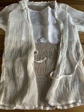 Bandeau-Top L Spaghettiträger Top, Set mit Bluse/ Wickelbluse, transparent Weiß