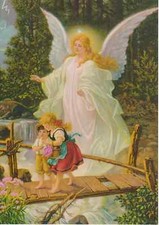 10 St. Aufkleber DIN A/5 Schutzengel Bild Kinder Brücke Abziehbild Neu