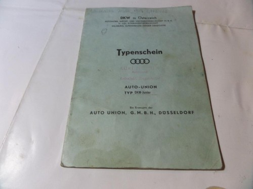 Typenschein dkw junior - dkw,