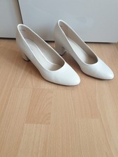 Pumps Blockabsatz Weiß Beige Hochzeit Taufe Kommunion Größe 40 Brautschuhe
