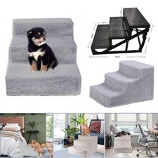 3 Stufen Katzentreppe Haustiertreppe Hundetreppe Aufstiegshilfe mit Bezug Grau