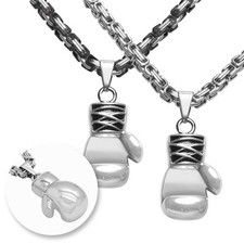 robuster Edelstahl Anhänger Boxhandschuh sportliche Königskette Boxen Ali Kette 