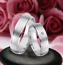 2 SILBER Trauringe Eheringe mit echten Diamant , GRAVUR GRATIS  , JL2-1