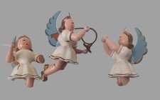 Blank  Schwebe Engel farbig 3 Stück  - Erzgebirge   Kurzrock   -  Bastlerstücke