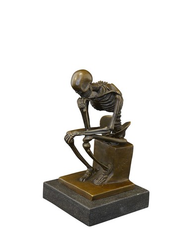 Der denker skelett - denker, bronze