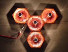 Hustadt 4er Set Deckenleuchte Wandlampe Lampe Keramik rot Space Age 60er 70er