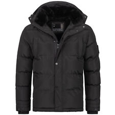 Herren warme Winterjacke Schwarz L Kapuze Teddyfell Taschen Winter AM133 R2-C